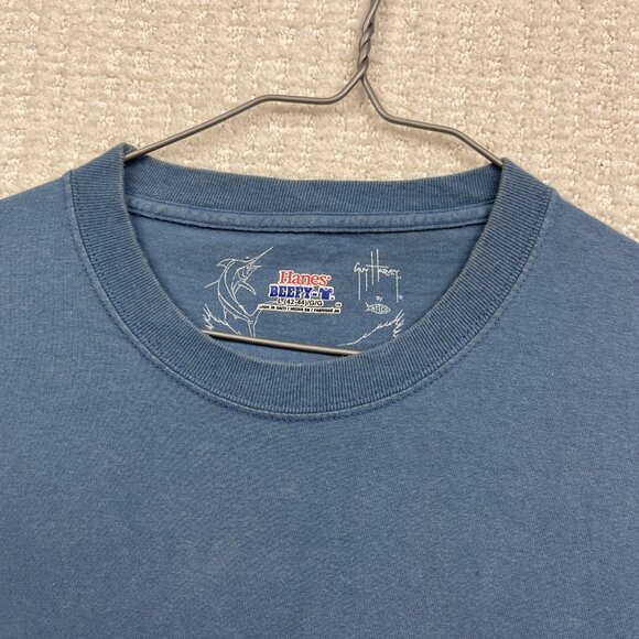 VTG Y2K Guy Harvey Original Fish Graphic T-Shirt Men's L Blue Single Pocket Tee - Picture 12 of 15